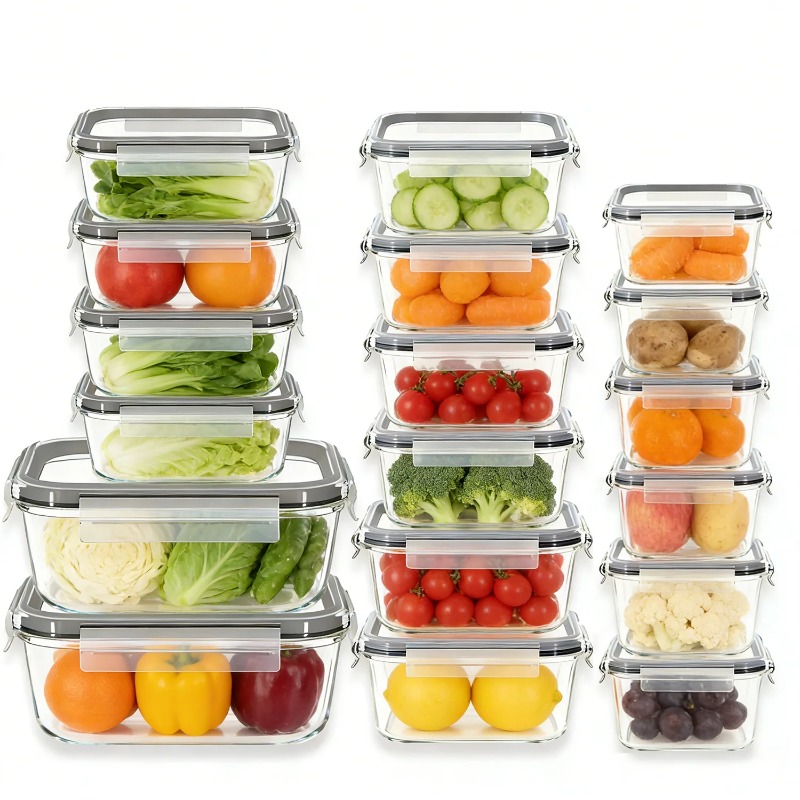 Meal Prep Jars With Lids - مجموعة من 18 حاوية زجاجية لتخزين