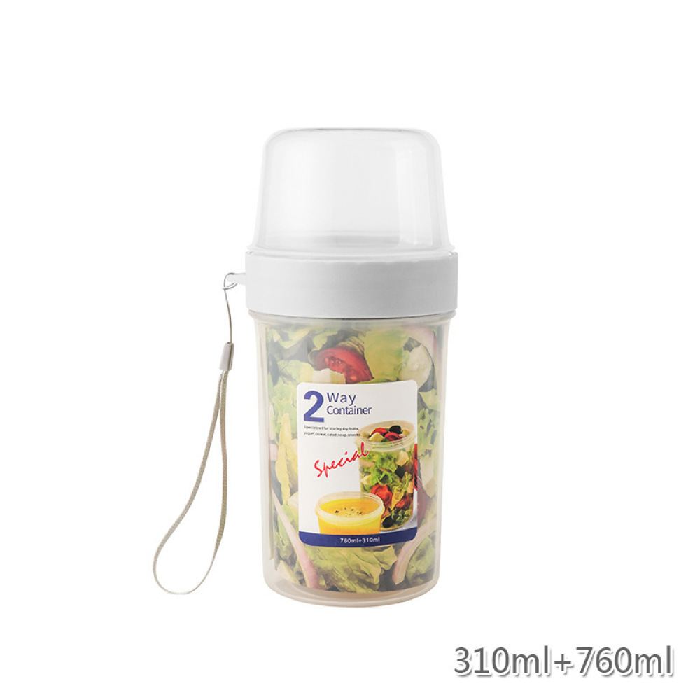 Meal Prep Jars With Lids - حاوية طعام محمولة مزدوجة الطبقات مانعة