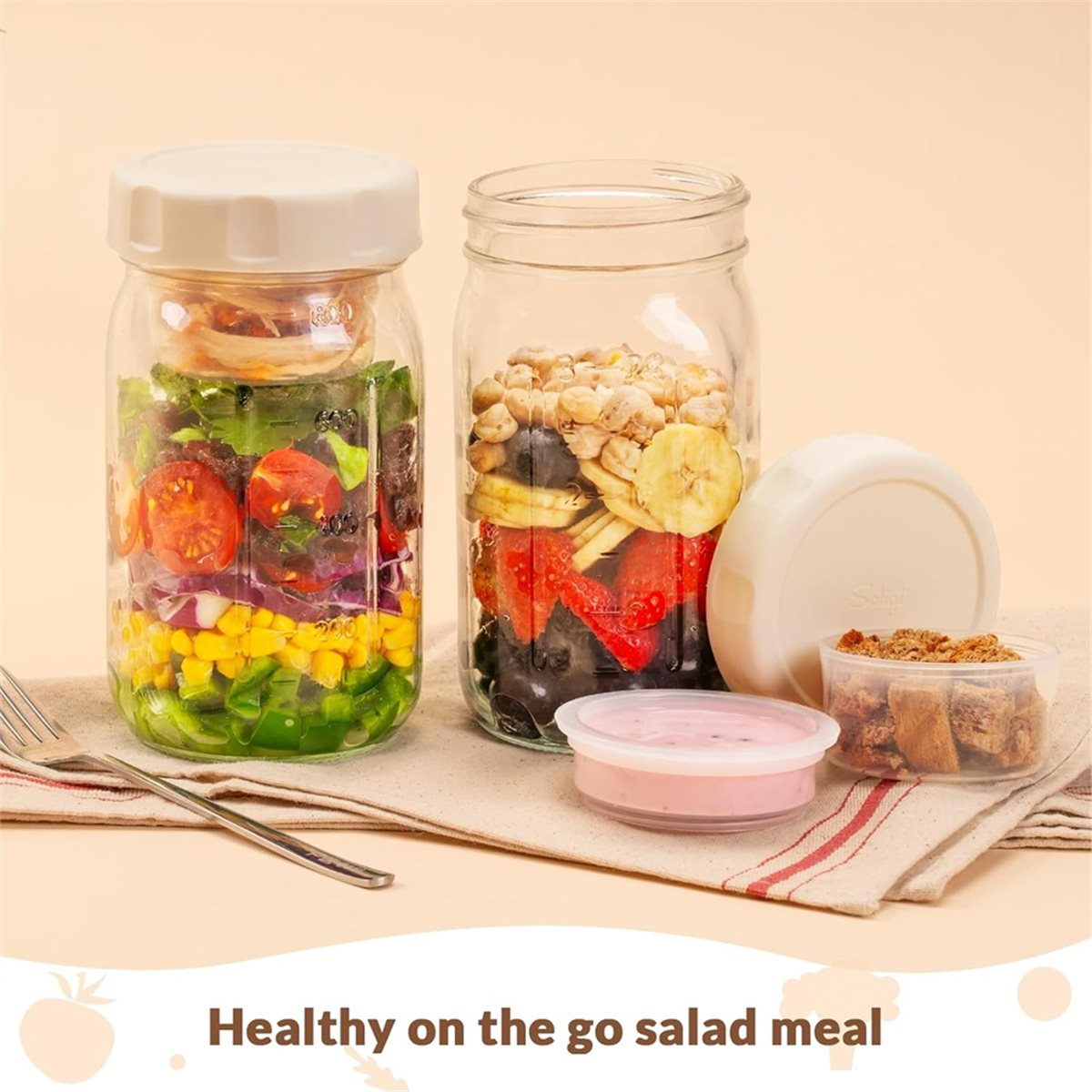 A67T جديد: مجموعة من 4 أوعية ز - مراجعة Meal Prep Jars With Lids وسعره