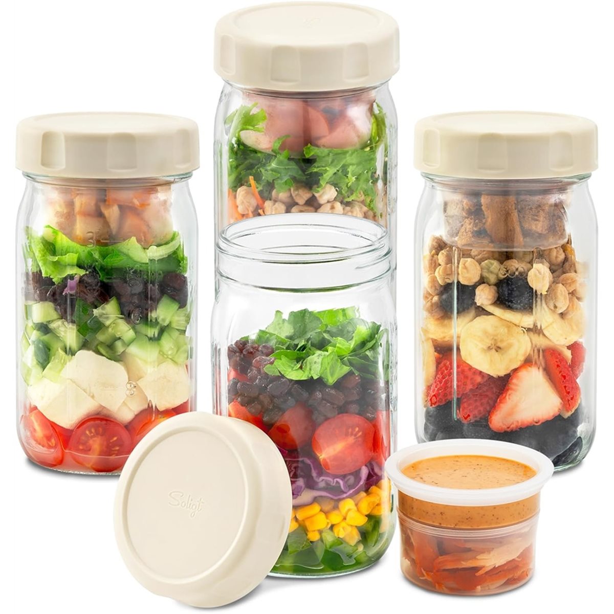 A67T جديد: مجموعة من 4 أوعية ز - مراجعة Meal Prep Jars With Lids وسعره